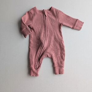 Purebaby Organic Pink/Purple Ribbed Newborn Sleeper